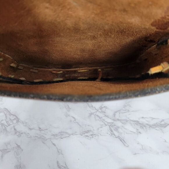 Vintage Hand Tooled & Painted Flowers Leather Hippie Woodstock Purse 70s - Picture 9 of 16